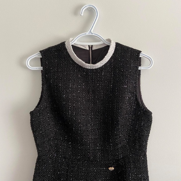 TWO PIECE MATCHING SET TWEED QUIET LUXURY FEMININE CLASSY BLACK & WHITE FRINGE - Picture 11 of 13